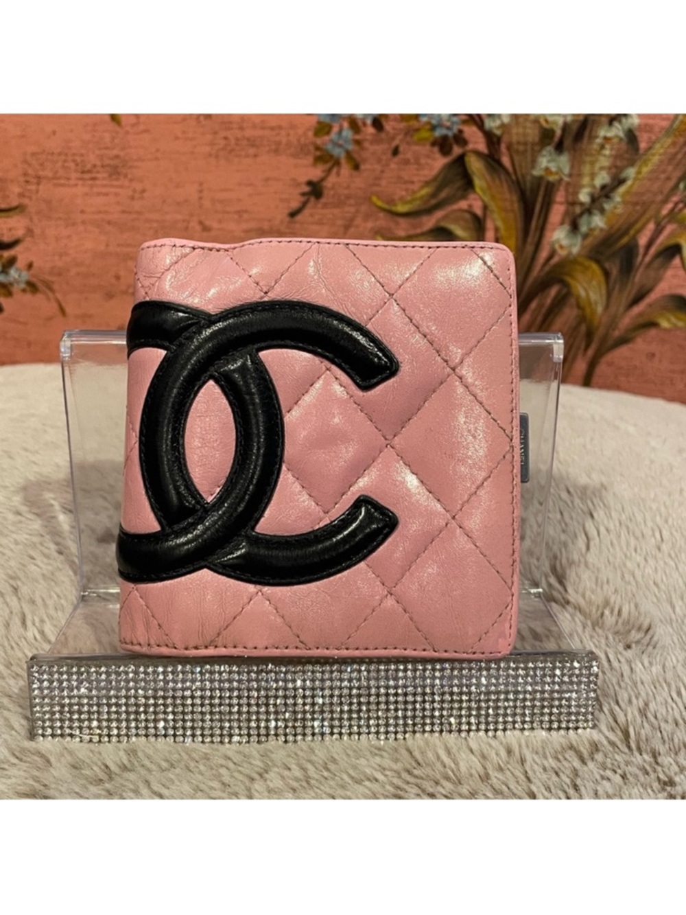 Chanel Cambon Pink Quilted Calfskin
Leather with Black Large CC Bi-fold Wallet - Picture 1 of 13